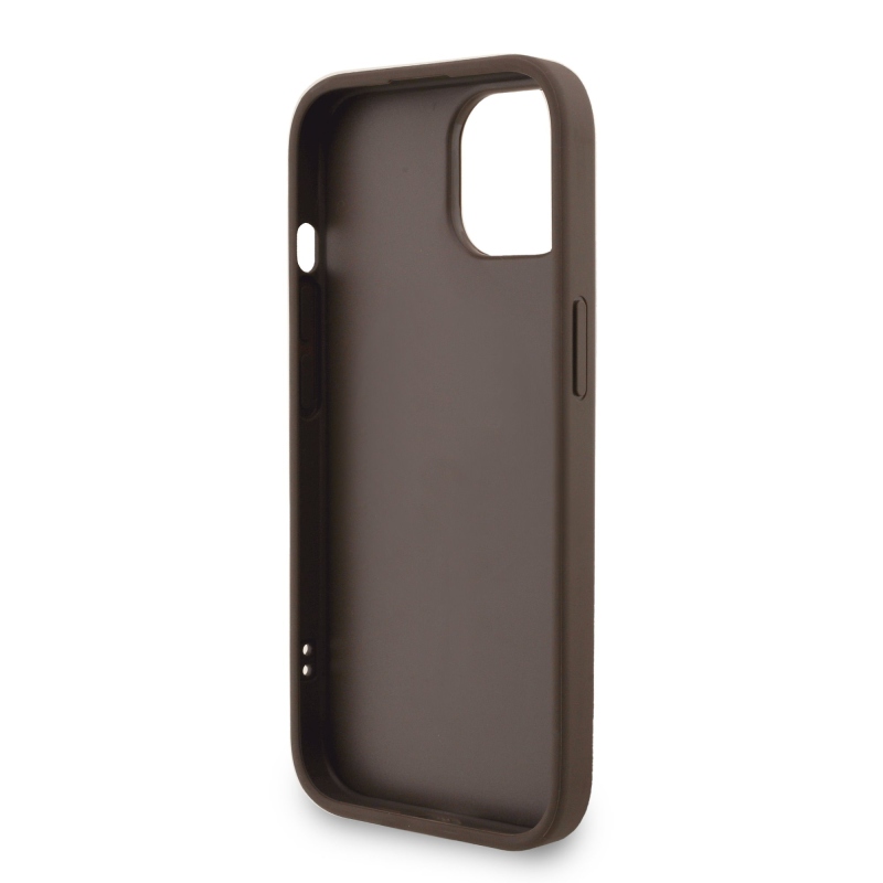 Guess PU 4G fém logós fém pánt hátlap iPhone 15 barna