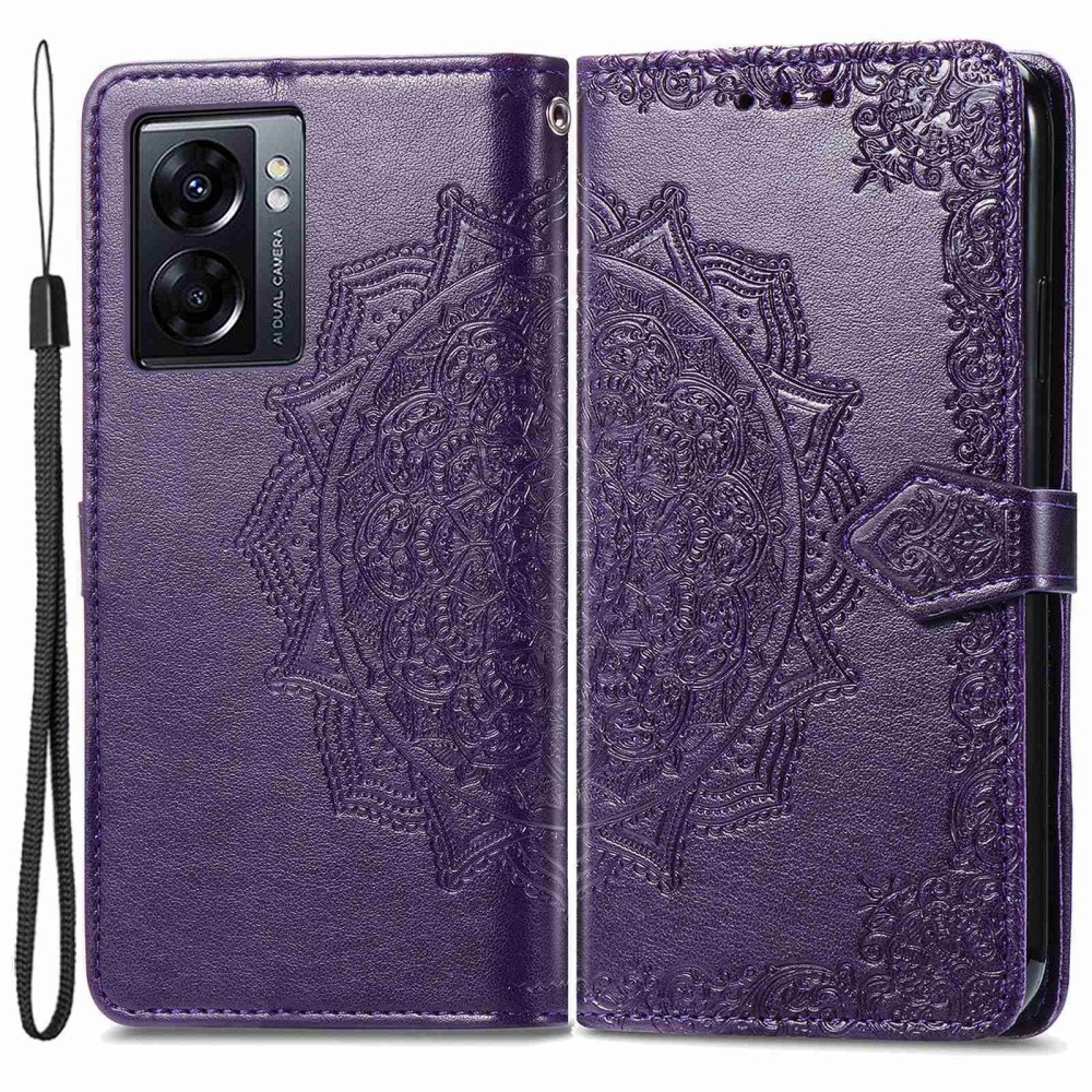 Mandala könyvtáska a Realme Narzo 50 készülékhez - lila