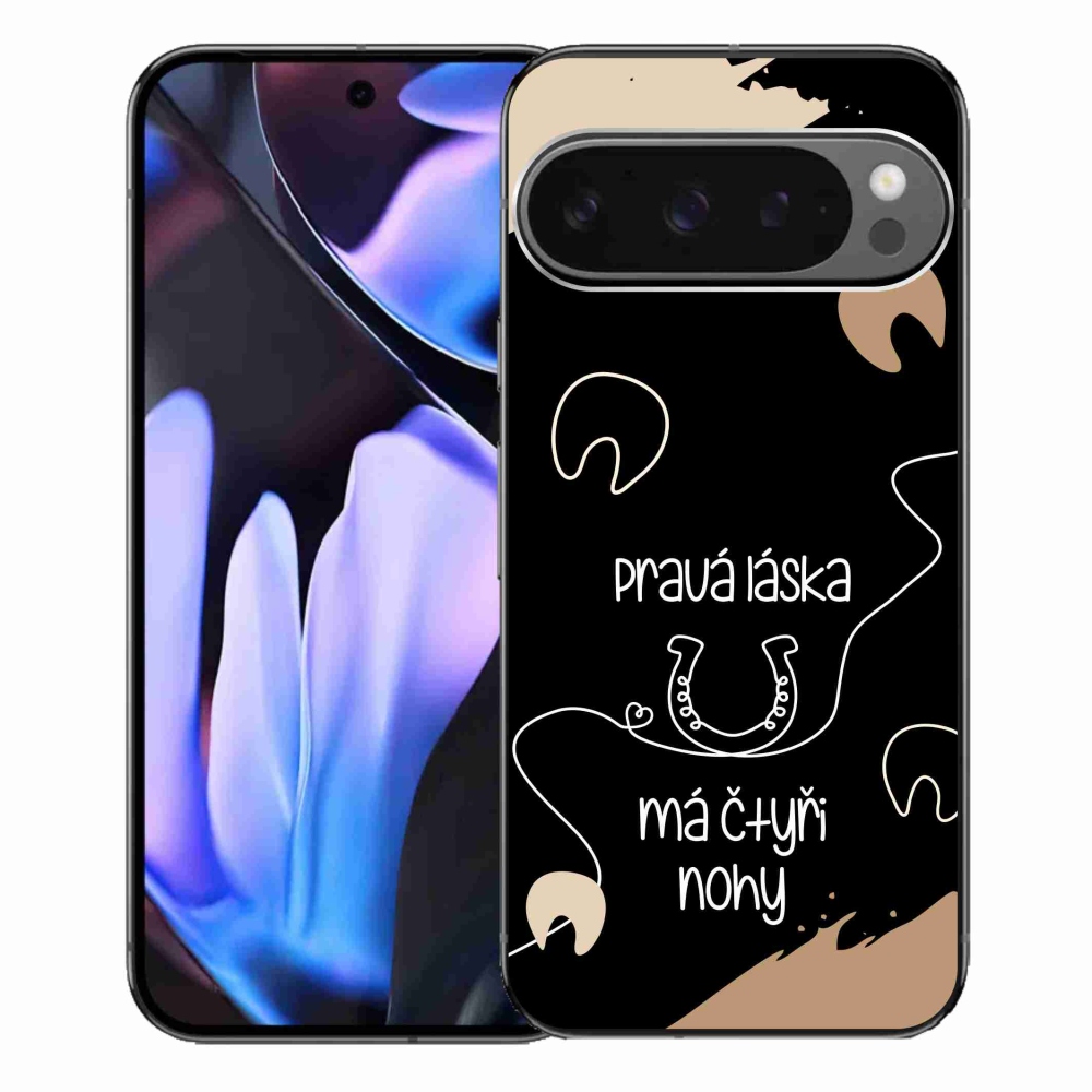 Gél borítás mmCase a Google Pixel 9 Pro XL számára - ló motívum fekete háttérrel