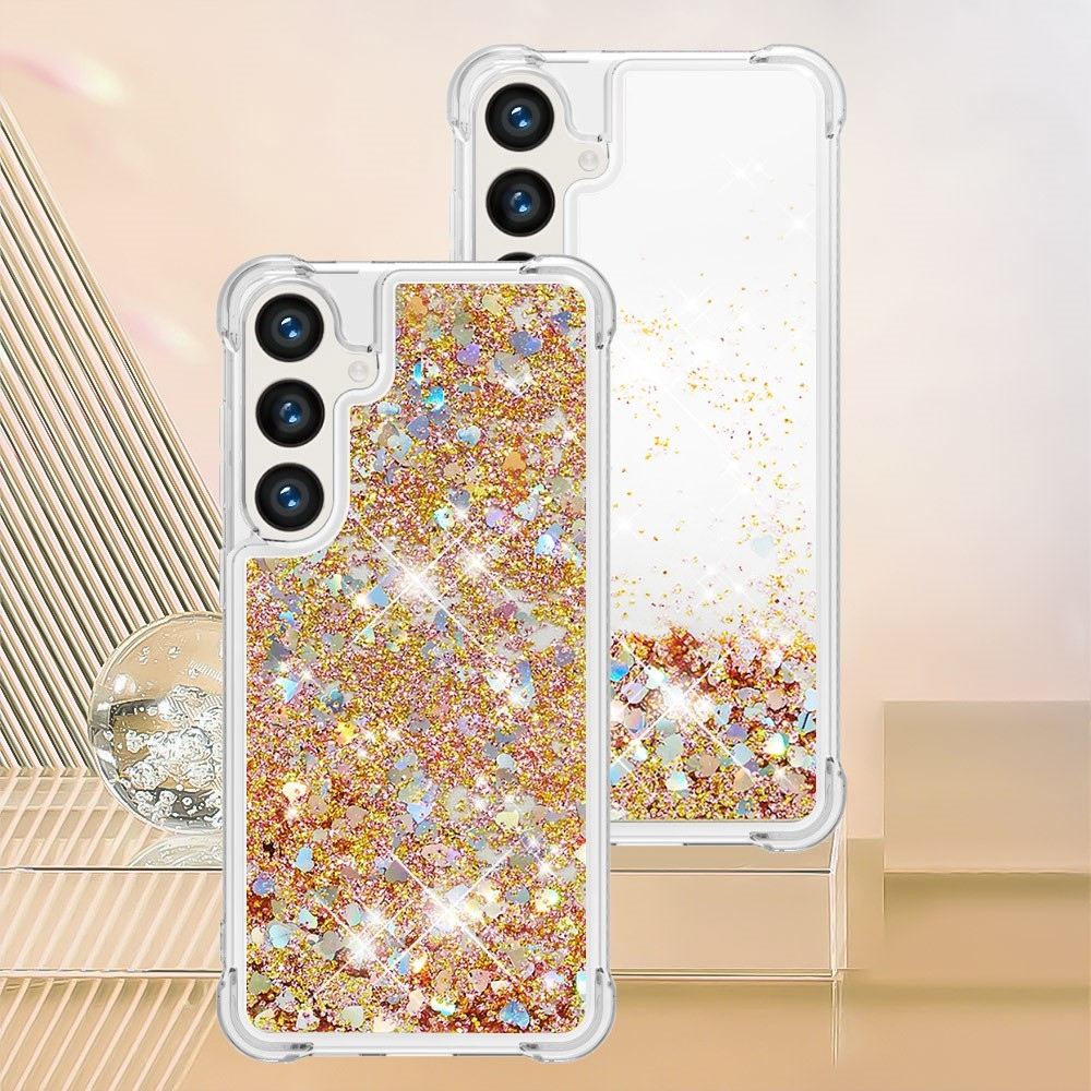 Glitter homokóra zselés tok Samsung Galaxy S24+ - arany/szív