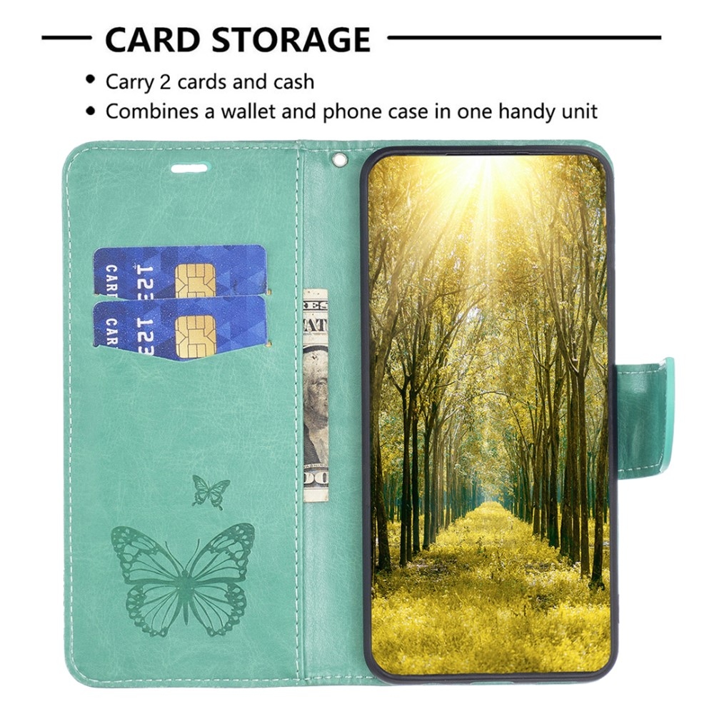 Pillangó könyvtáska iPhone 16 Pro készülékhez - teal színű