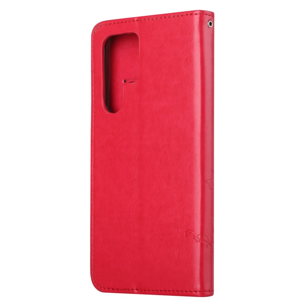 Virágos könyv tok Samsung Galaxy S24 Ultra készülékhez - piros