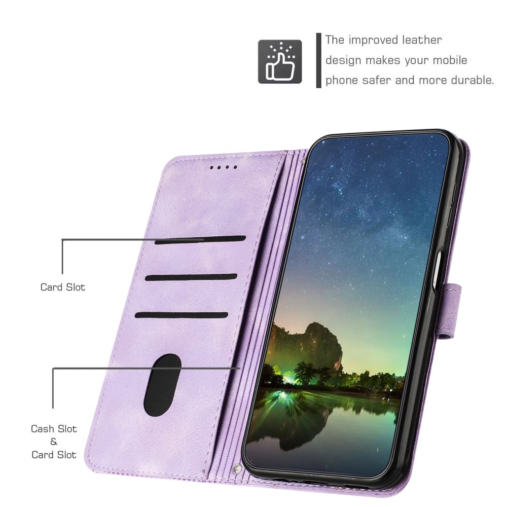 Háromszög alakú könyv tok Samsung Galaxy S25 készülékhez - lila