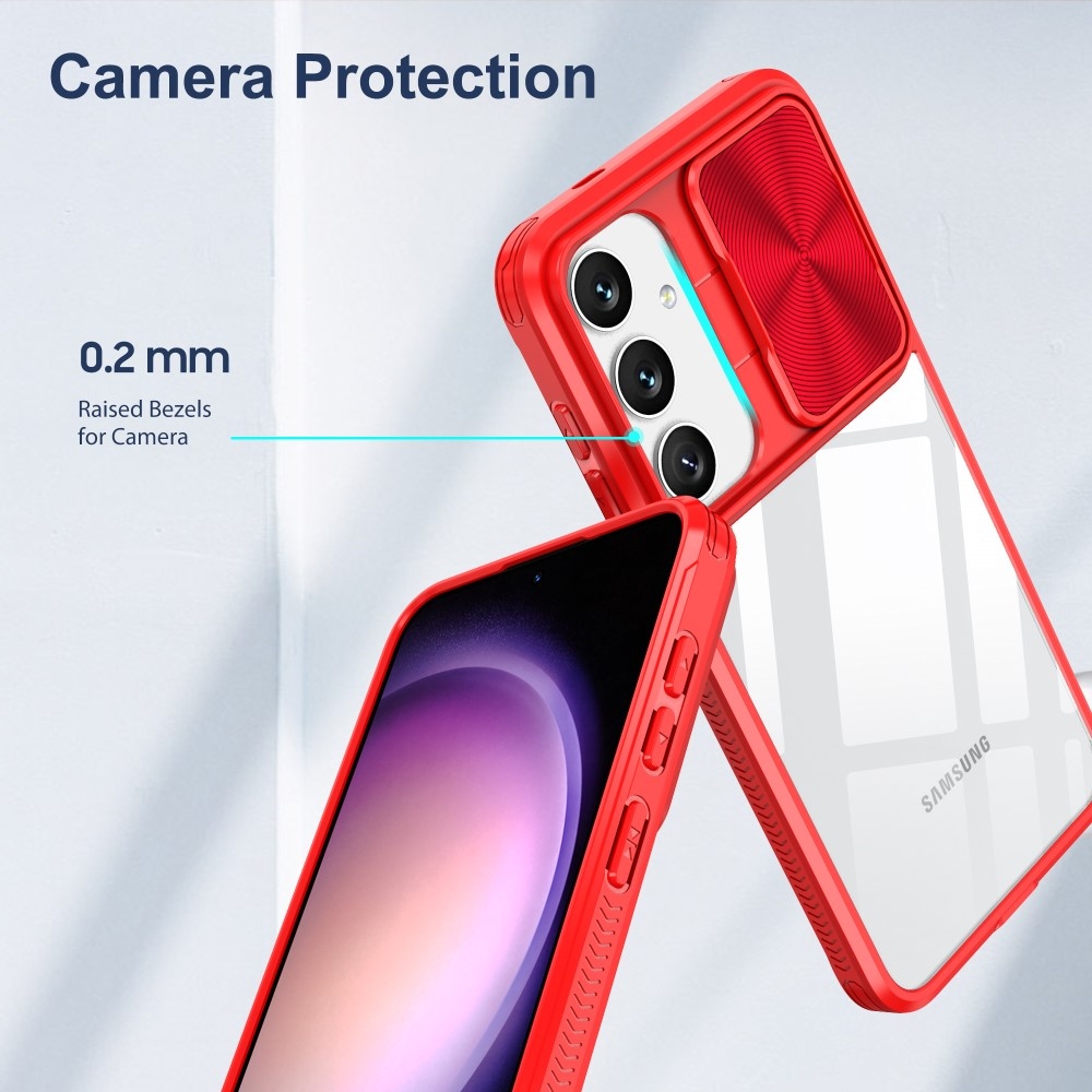 Tartós hátlapi borítás kamerafedéllel Samsung Galaxy S25+ készülékhez - piros