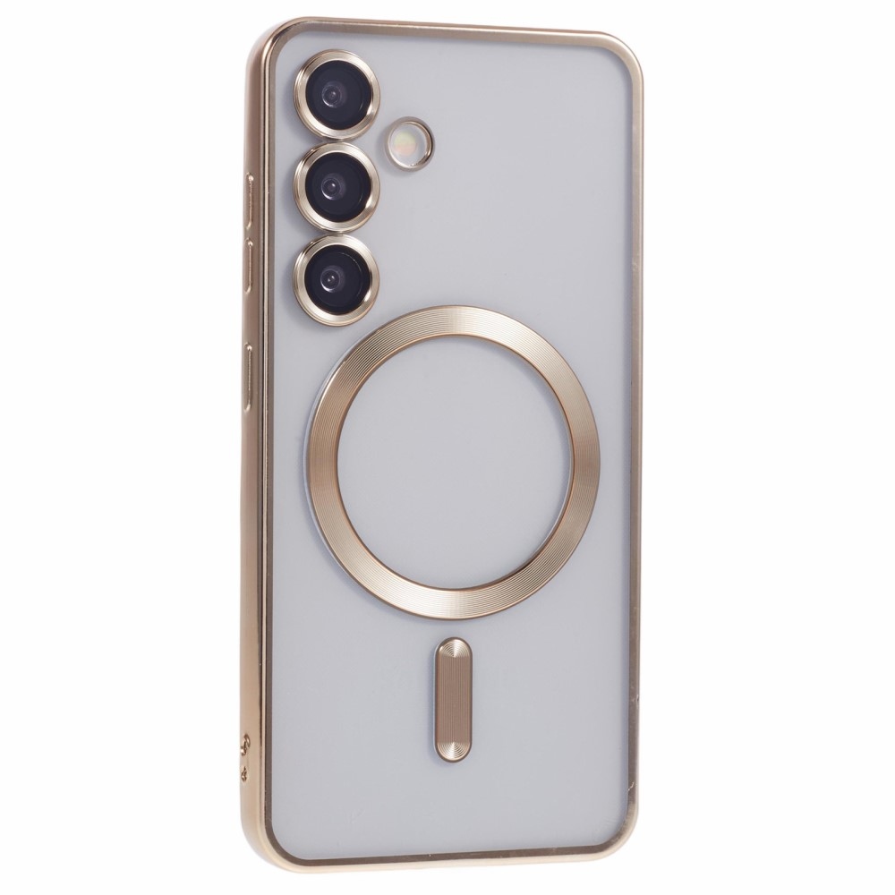 Tiszta tok kameravédelemmel és MagSafe támogatással Samsung Galaxy S25+ készülékhez - arany színben