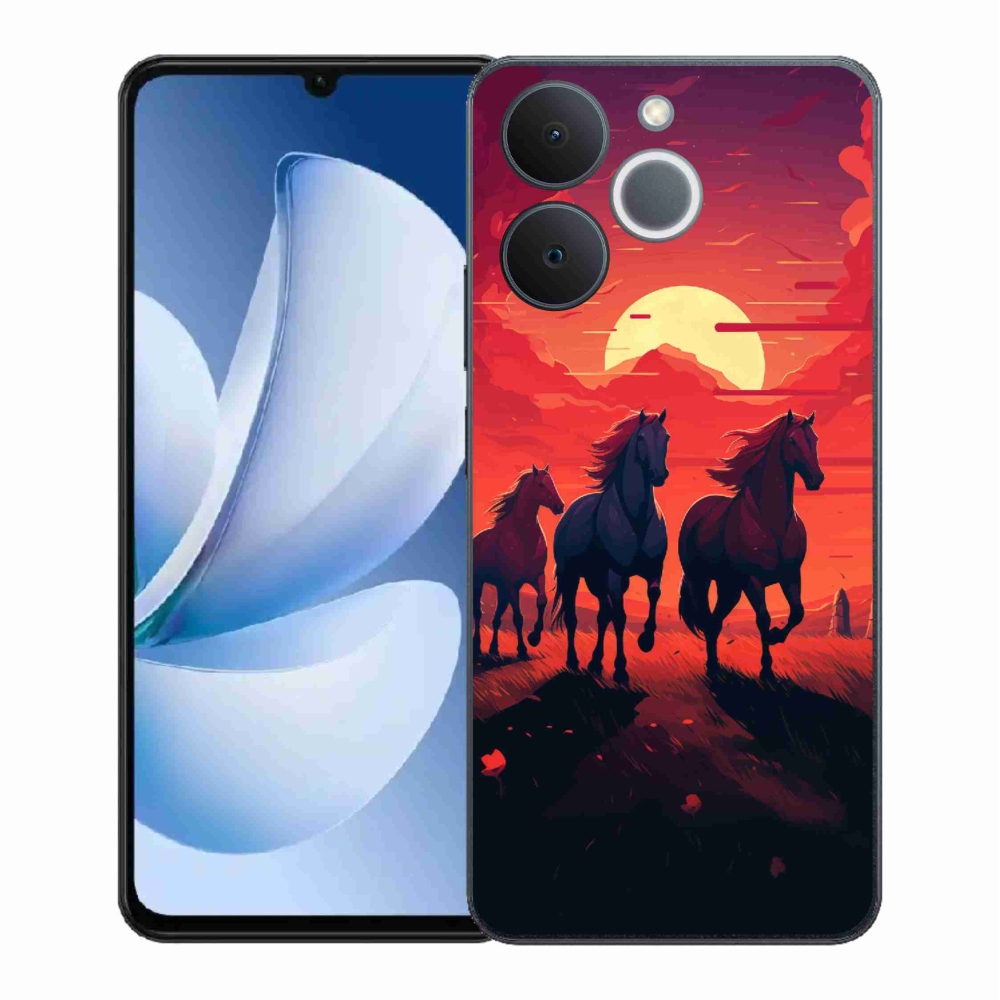 Gél borítás mmCase a Realme Note 70T-hez - lovak és naplemente