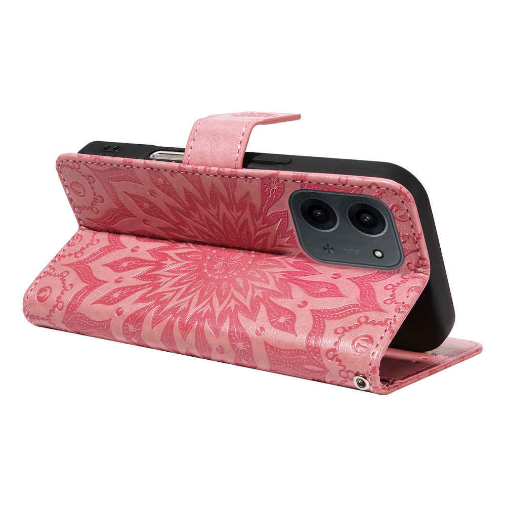 Napraforgó könyv tok Xiaomi Redmi 15C 4G/5G (173mm) - rózsaszínű