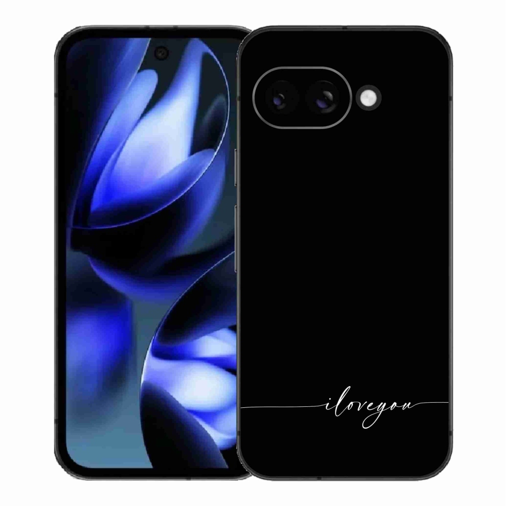 Gél borítás mmCase a Google Pixel 9a számára - Szeretlek fekete háttérrel