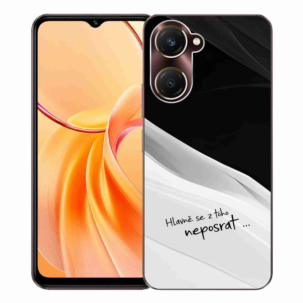 Gél borító mmCase Vivo Y28s 5G - vicces szöveg 13 fehér és fekete háttérrel