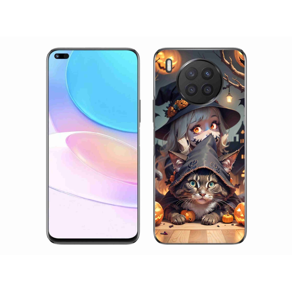 Gél borítás mmCase a Huawei Nova 8i - boszorkány macskával