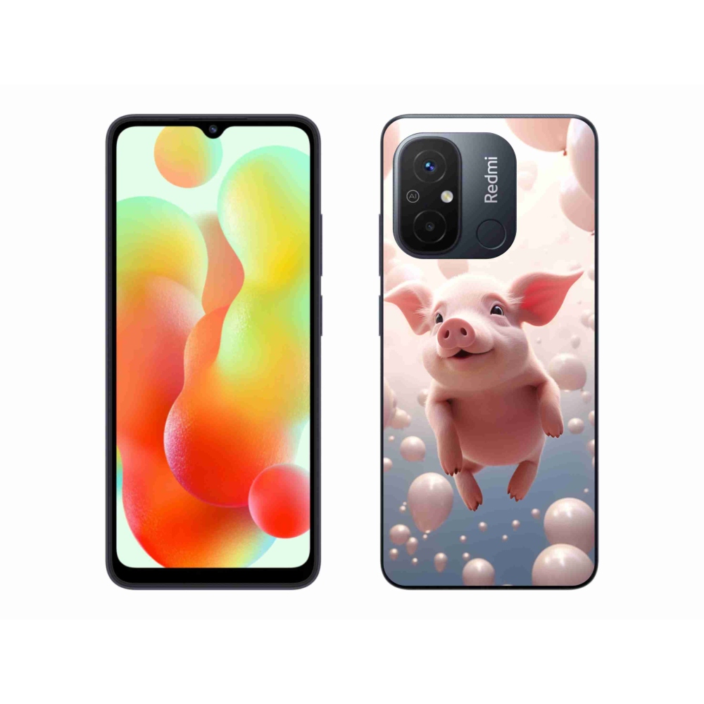 Gél borító mmCase a Xiaomi Redmi 12C-hez - malac lufikkal