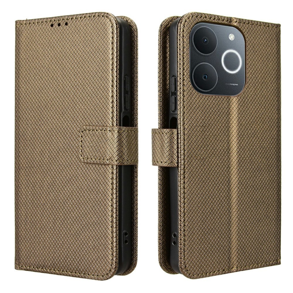 Gyémánt könyvtáska Realme Note 70T-hez - barna