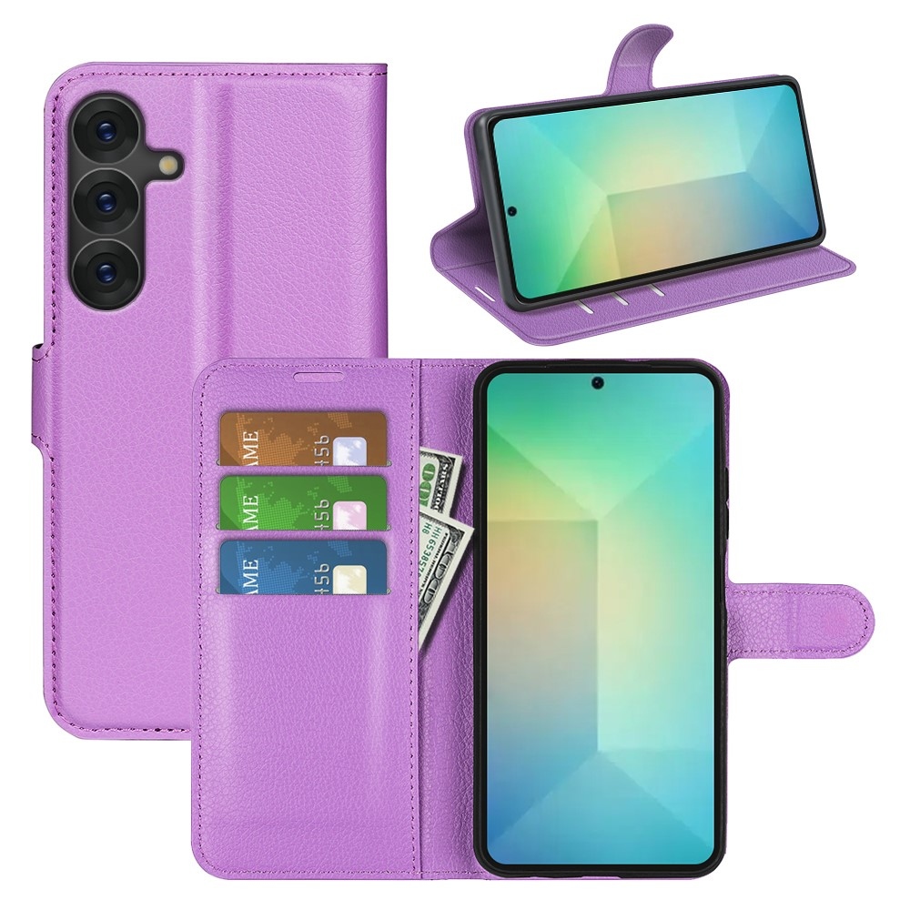 Litchi könyv tok Samsung Galaxy S25 készülékhez - lila