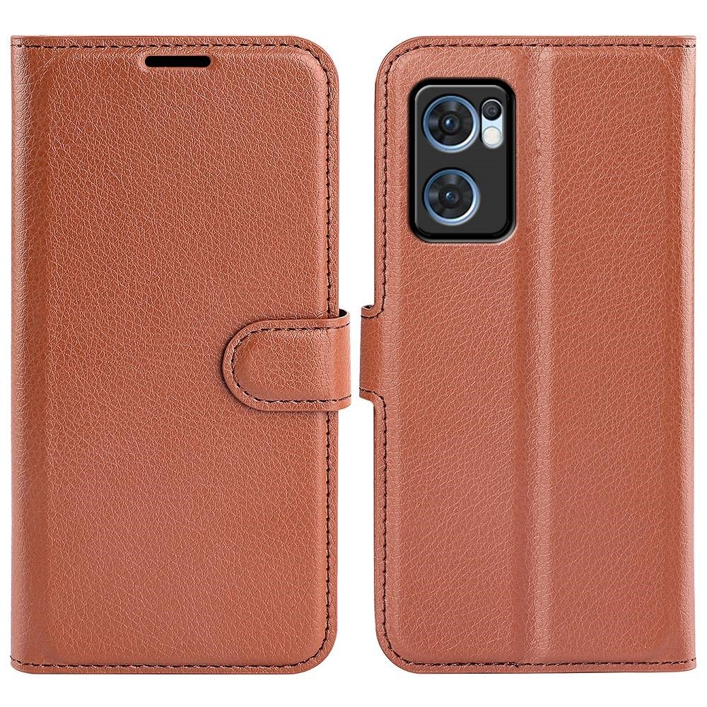 Litchi könyv tok Oppo Find X5 Lite-hoz - barna