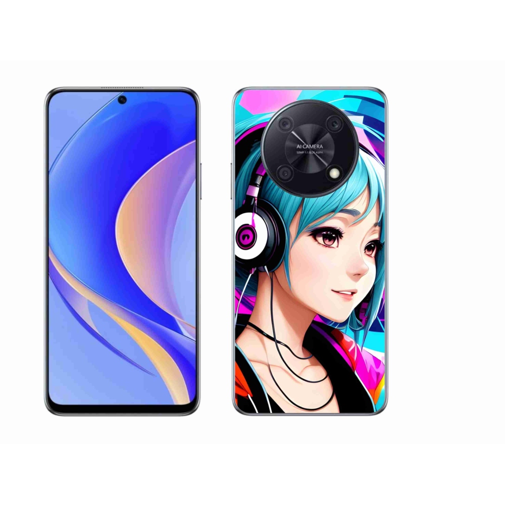 Gél borító mmCase a Huawei Nova Y90-en - lány fejhallgatóval