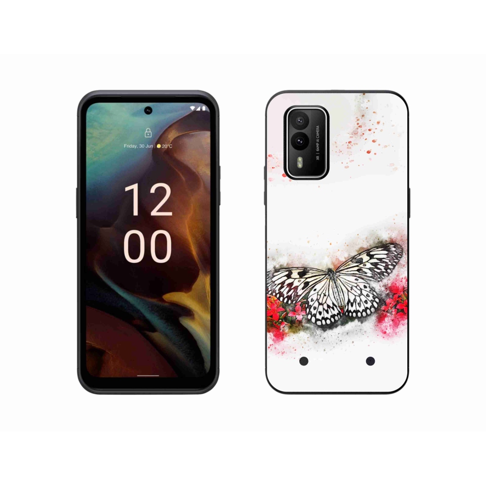 Zselés borítás mmCase a Nokia XR21 készülékhez - fekete-fehér pillangó