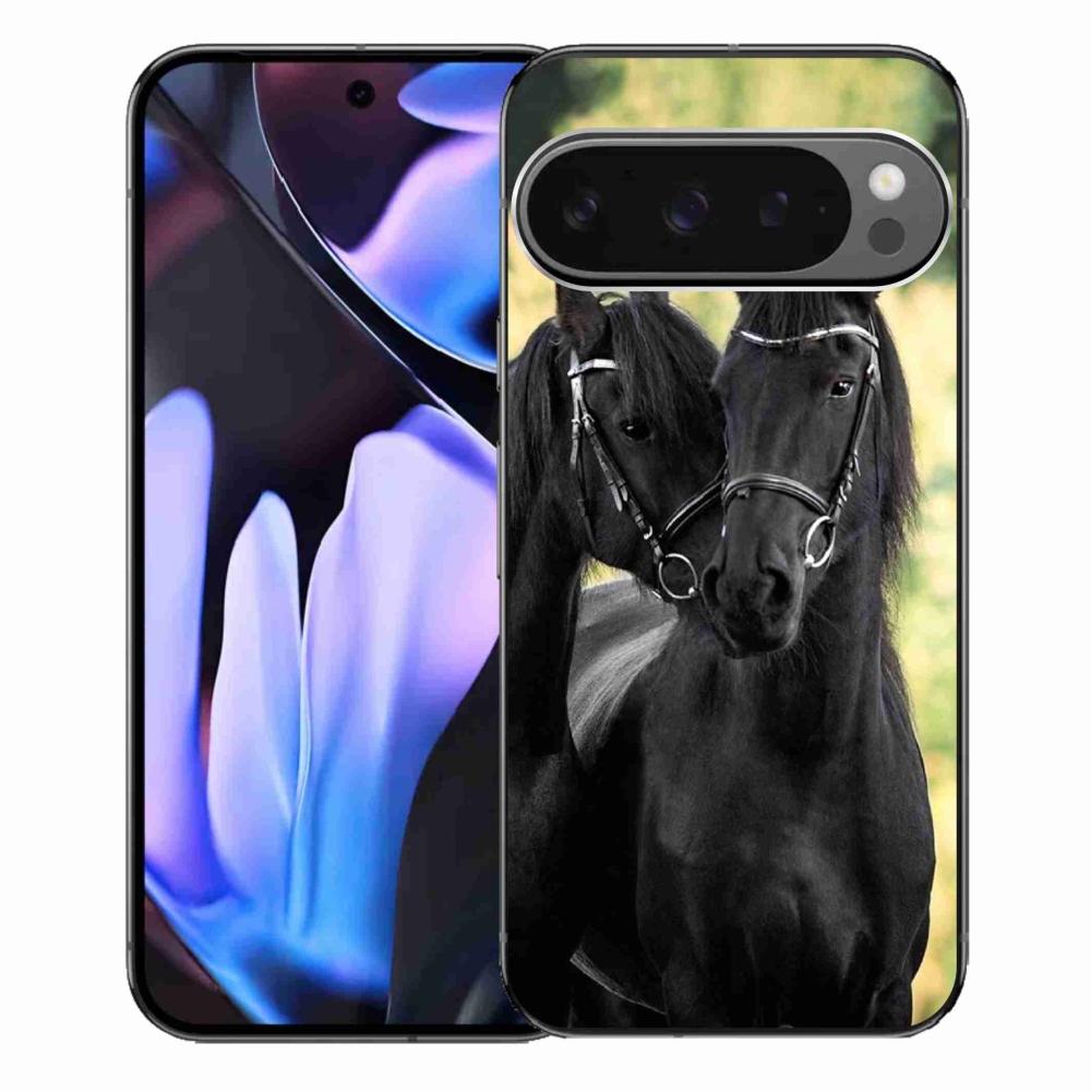 Zselés borítás mmCase a Google Pixel 9 Pro XL-hez - két fekete ló