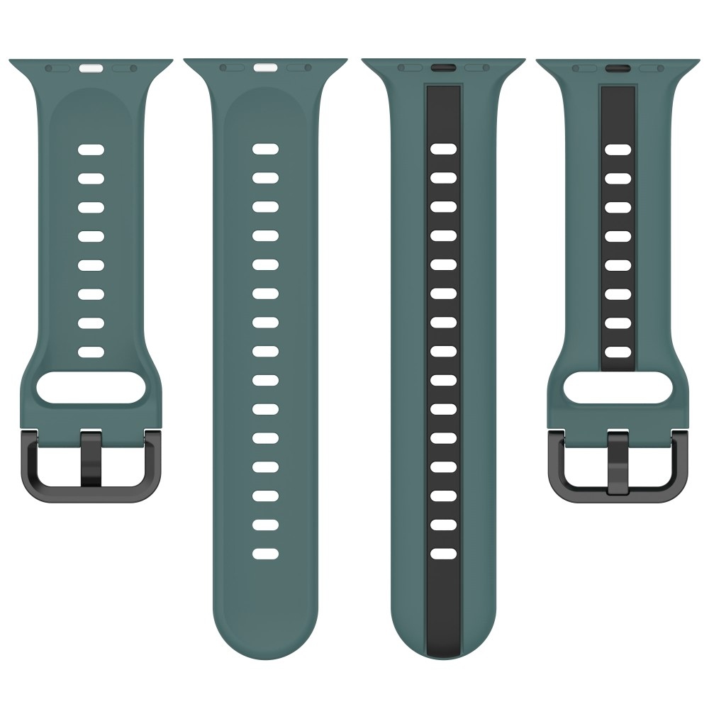 Szíj szilikon szíj Apple Watch Ultra/Ultra 2 49mm/SE/SE 2022/2023 44mm/9/8/7 45mm/6/5/4 44mm/3/2/1 42 mm-es Apple Watch Ultra/Ultra 2 órához - zöld/fekete színű