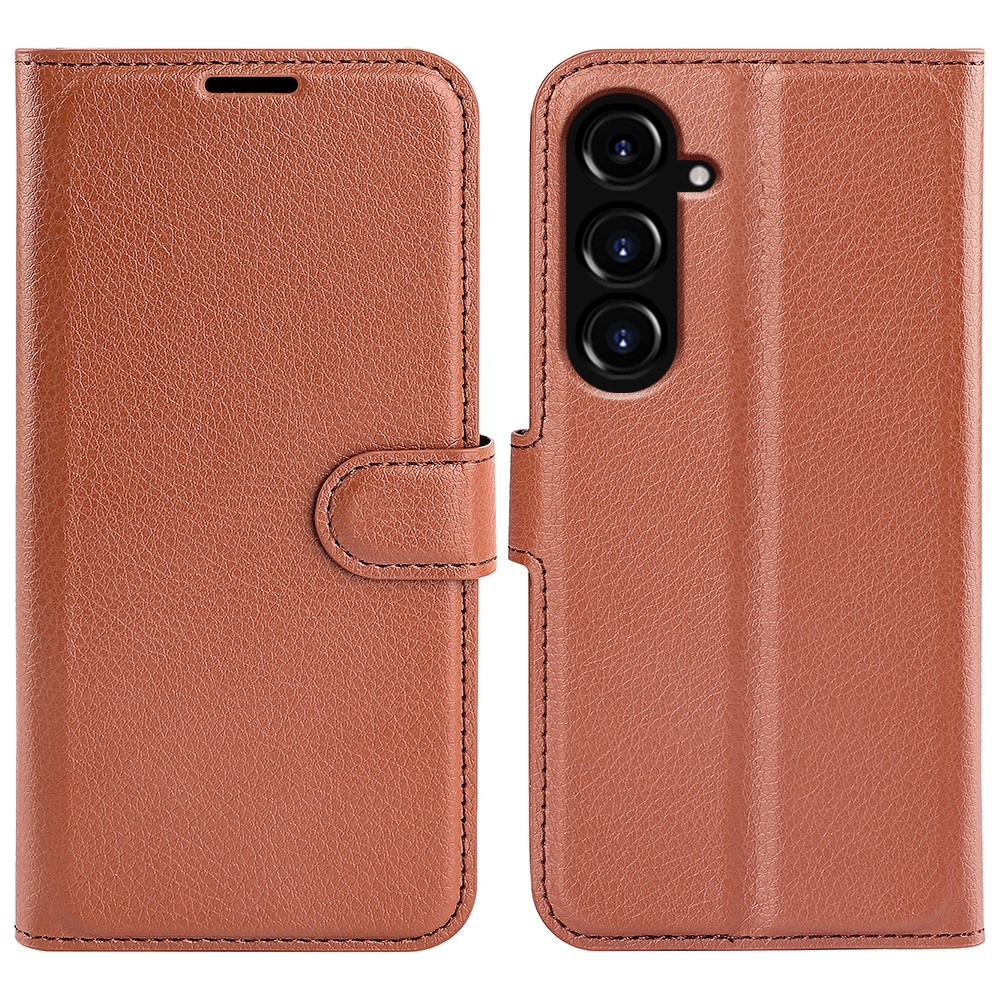 Litchi könyv tok Samsung Galaxy S23 FE készülékhez - barna