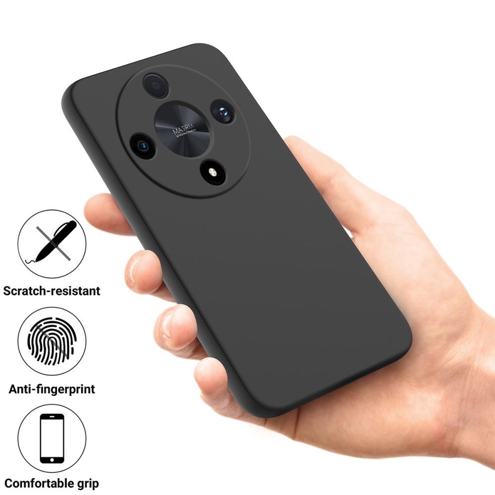 Folyékony szilikon tok hurokkal a Honor Magic 6 Lite 5G számára - fekete