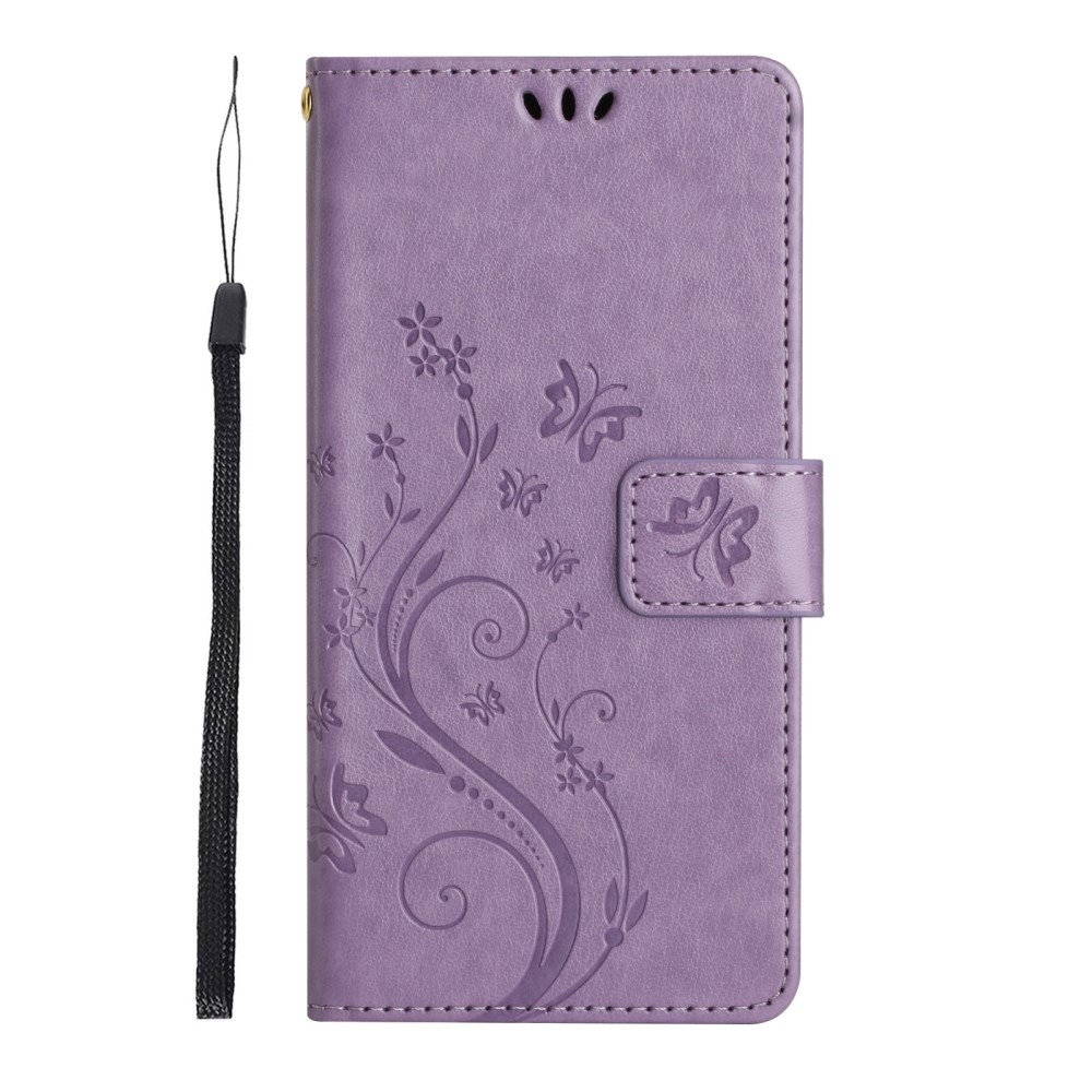 Virágok könyv tok Xiaomi 15 Pro-hoz - világos lila