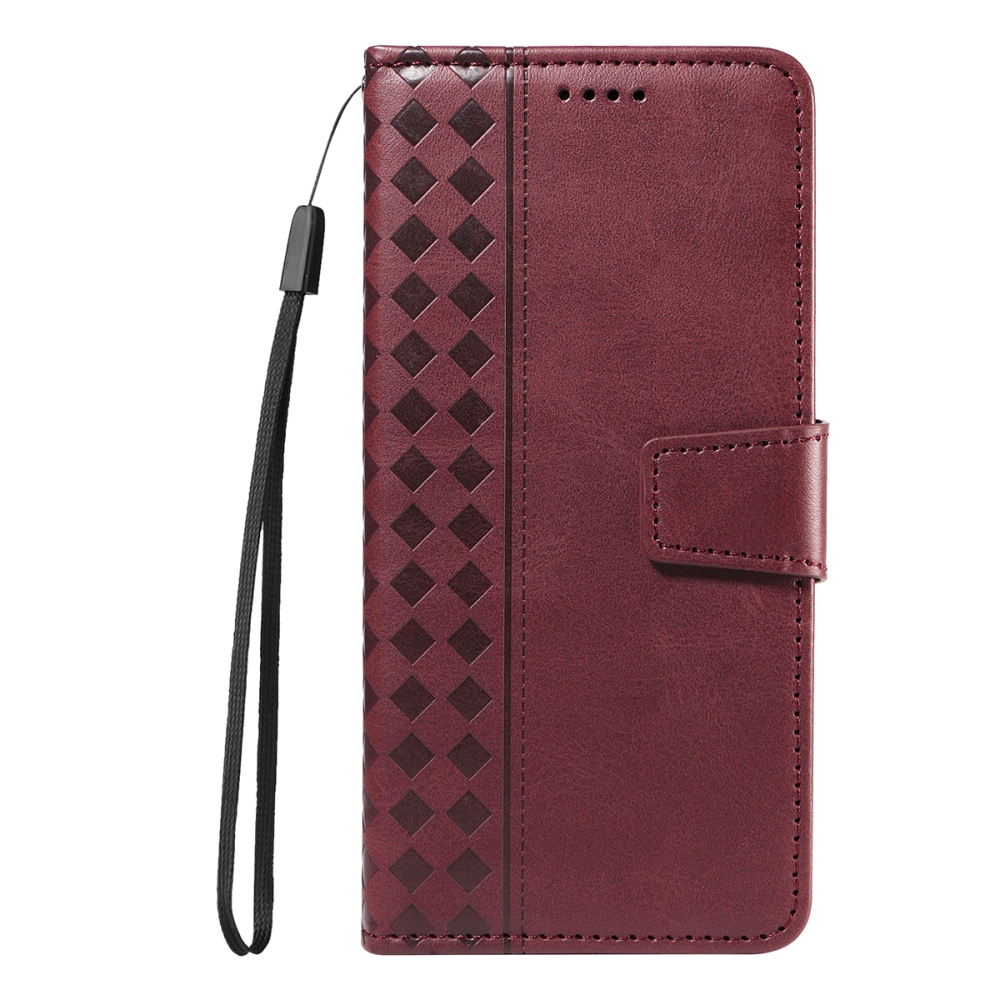 Rácsos könyv tok Xiaomi Redmi 15C 4G/5G (173mm) - bordó színű