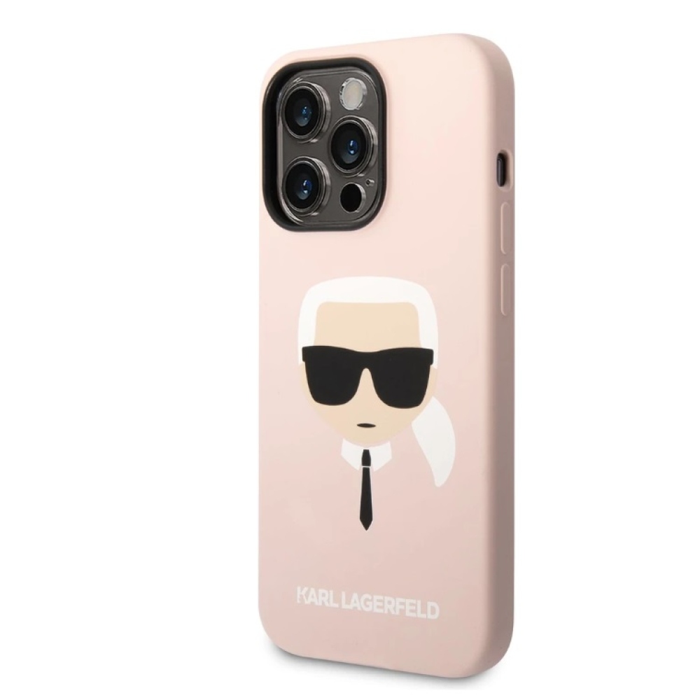 Karl Lagerfeld Liquid Silicone Karl Head Karl Head iPhone 14 Pro Max borító rózsaszín