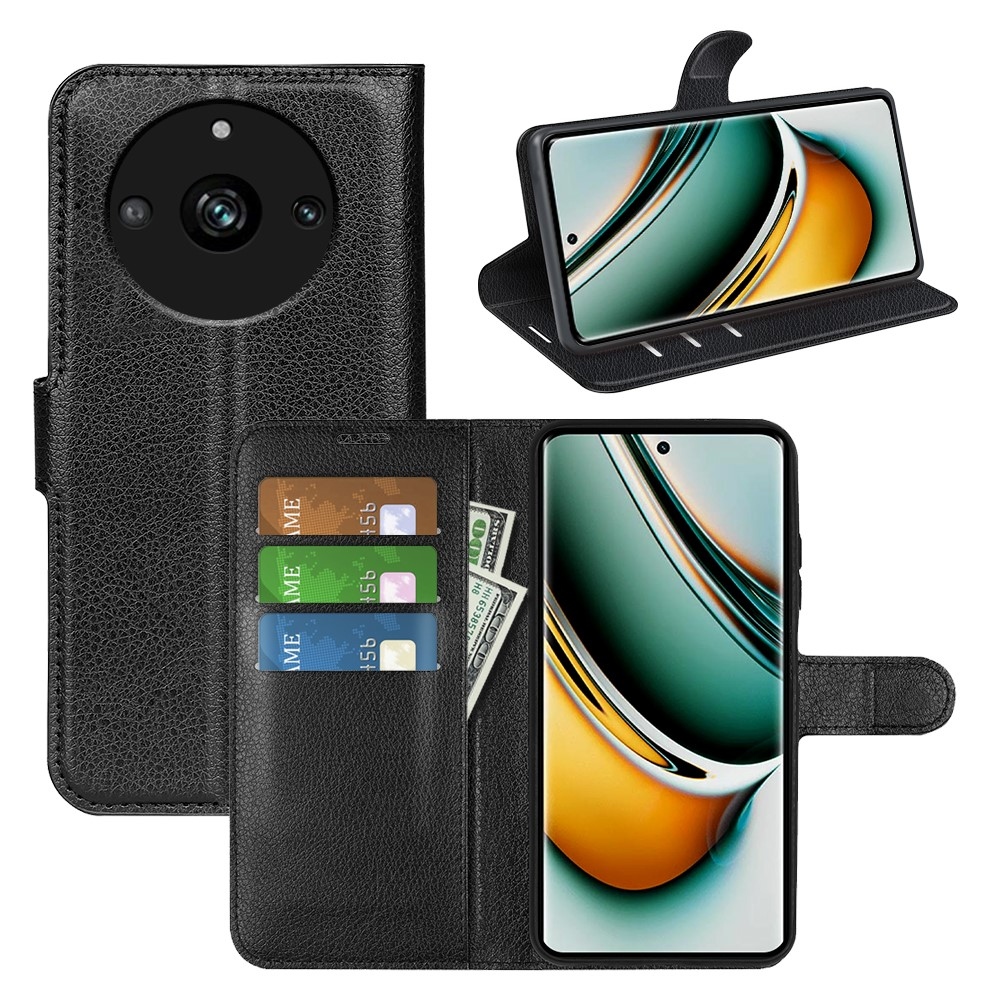 Litchi könyvtáska a Realme 11 Pro 5G/11 Pro+ 5G modellhez - fekete