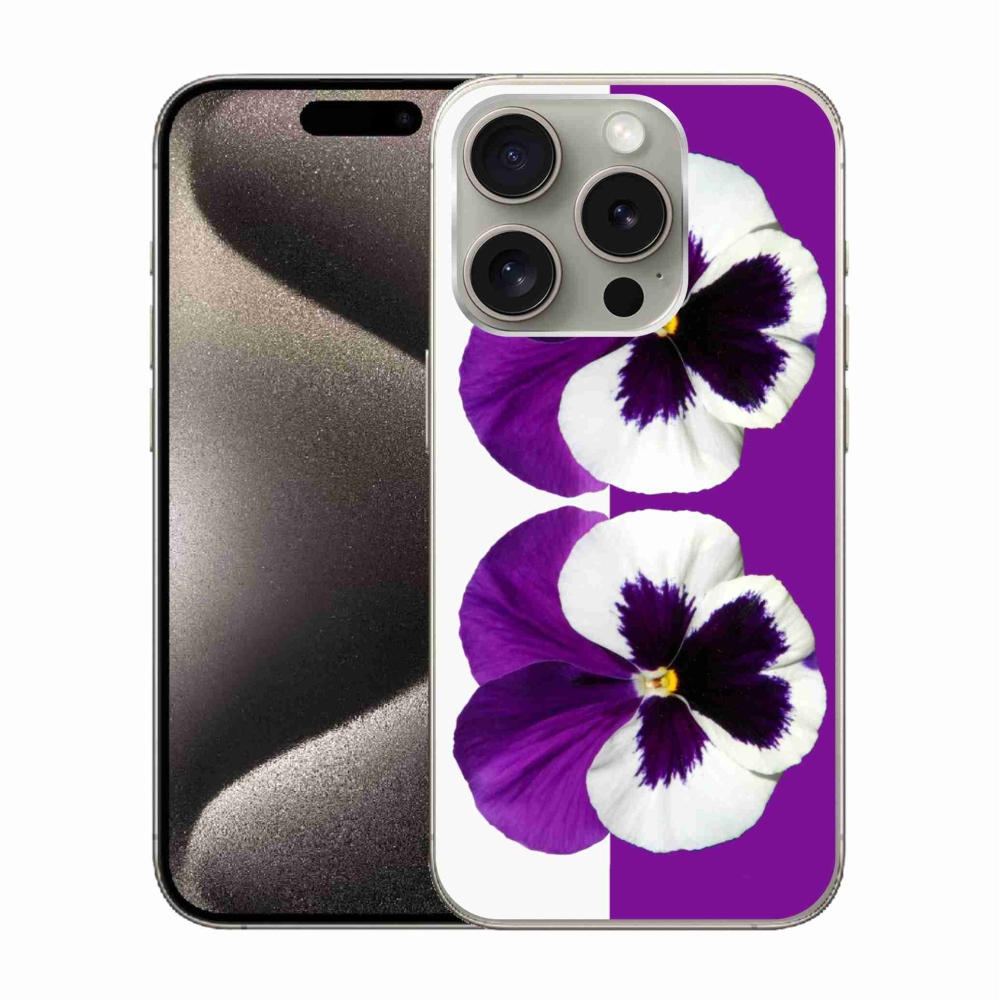 Zselés borítás mmCase iPhone 15 Pro készülékhez - lila és fehér virág