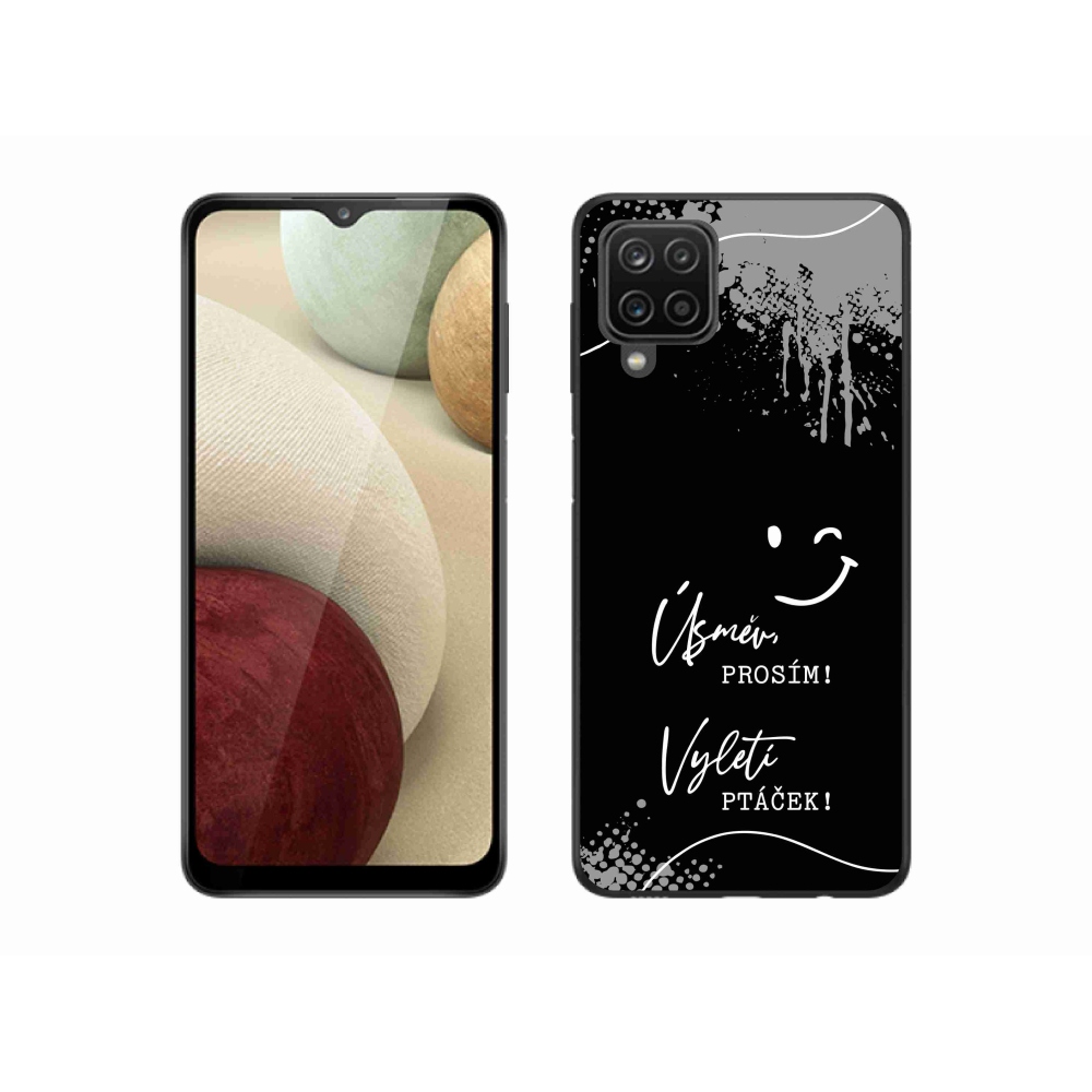 Gél borító mmCase Samsung Galaxy M12 - vicces szöveg 4 fekete háttérrel