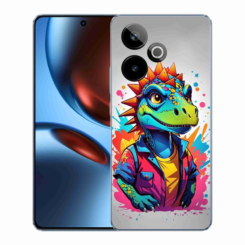 Rugalmas zselés tok mmCase képpel a Realme GT 7 5G/GT 7T 5G számára - színes dinoszauruszok
