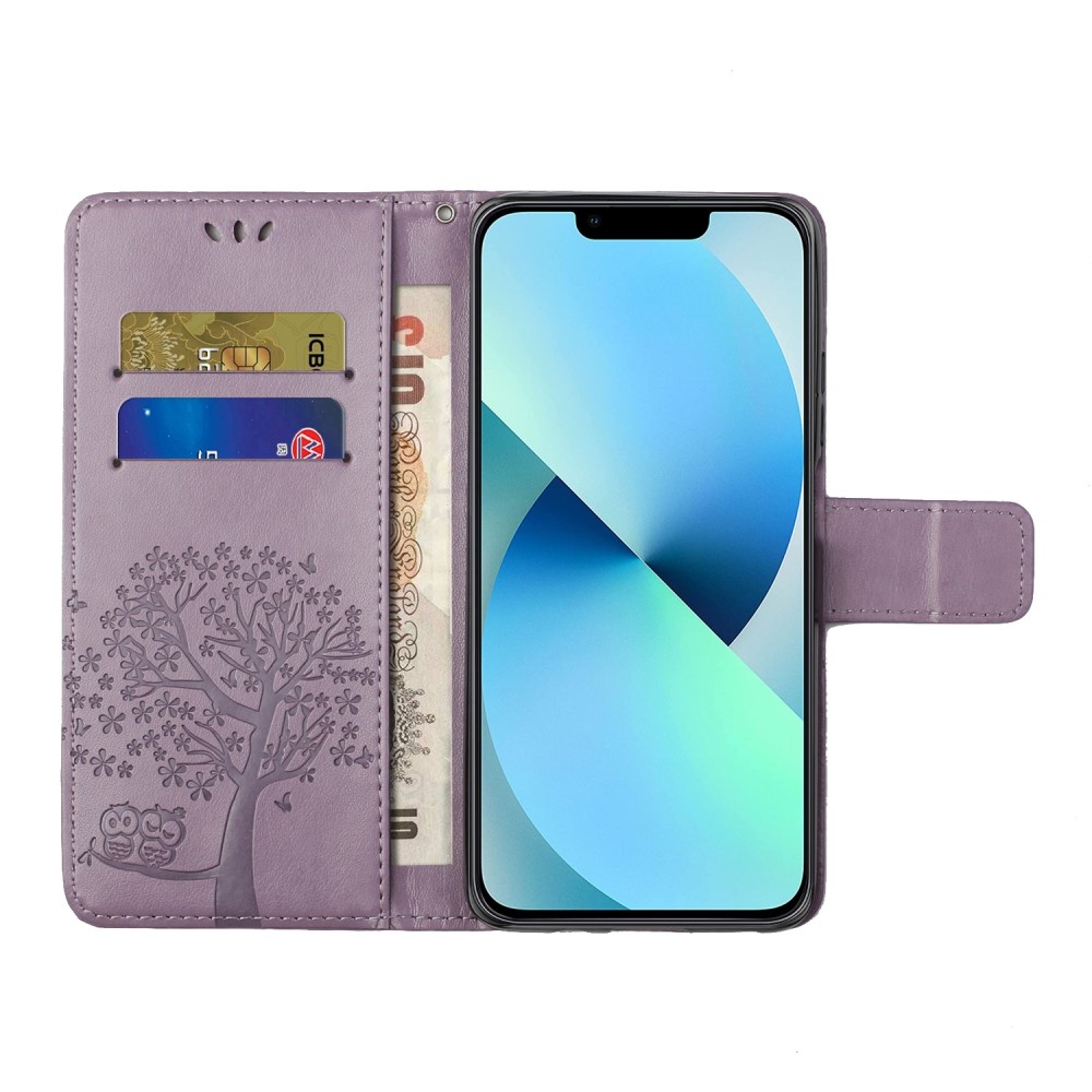 Fa könyv tok iPhone 15 Pro Max készülékhez - világos lila