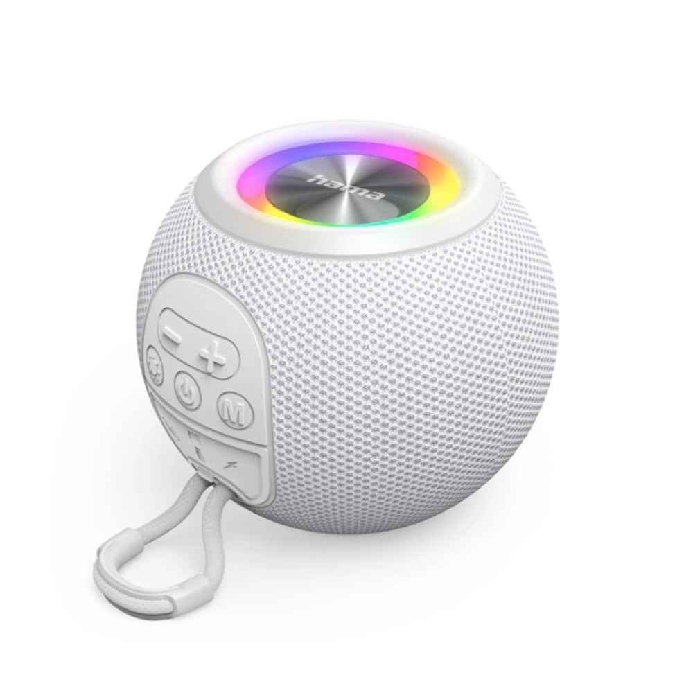 Hama Ball Bluetooth hangszóró 5 W, LED háttérvilágítás, USB-A, microSD foglalat - fehér színben