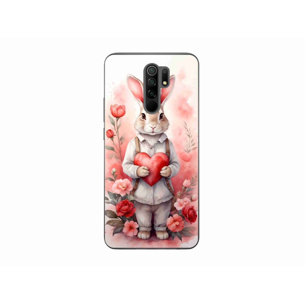 Gél borítás mmCase a Xiaomi Redmi 9-hez - nyúl szívvel