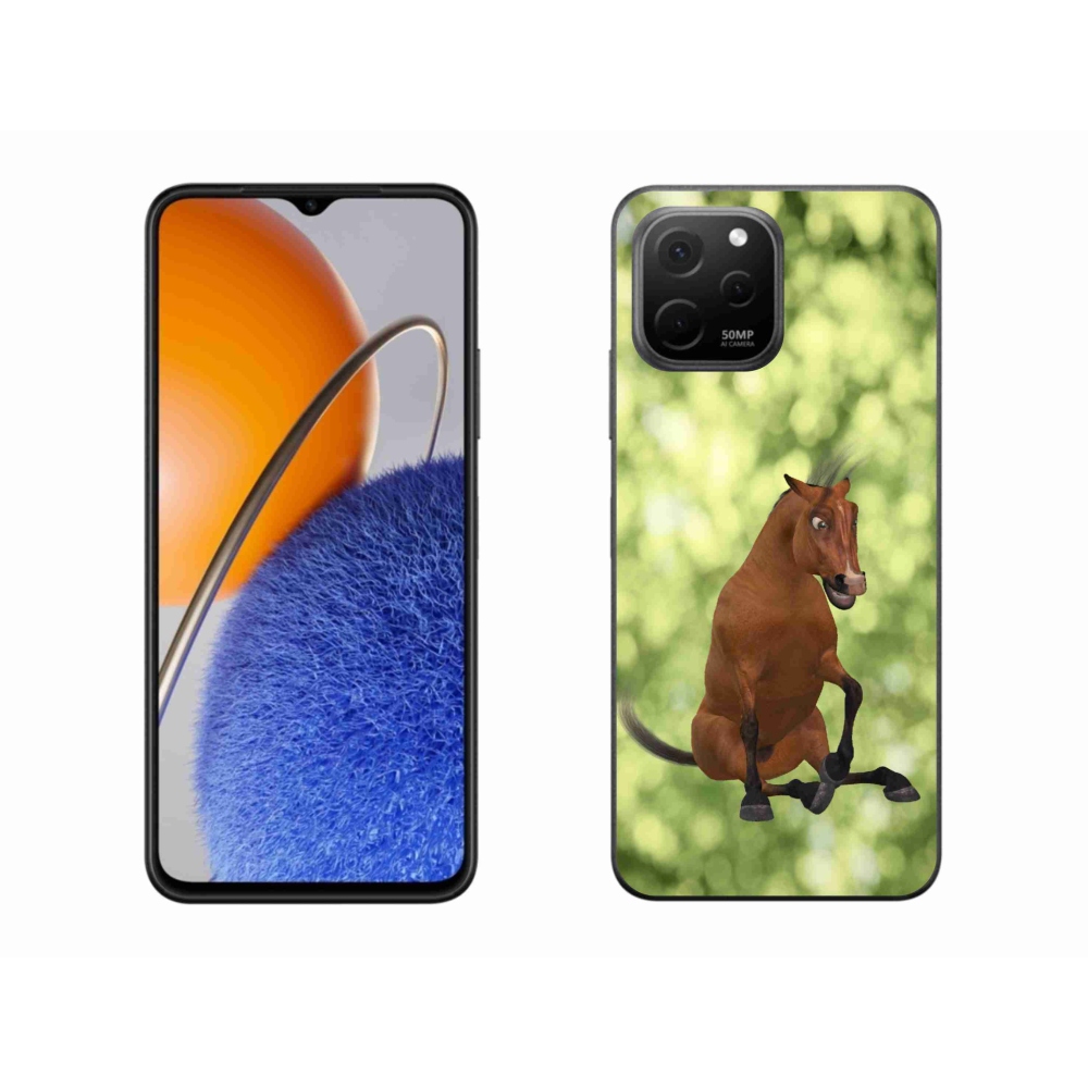 Gél borító mmCase a Huawei Nova Y61 készülékhez - barna rajzfilm ló 1