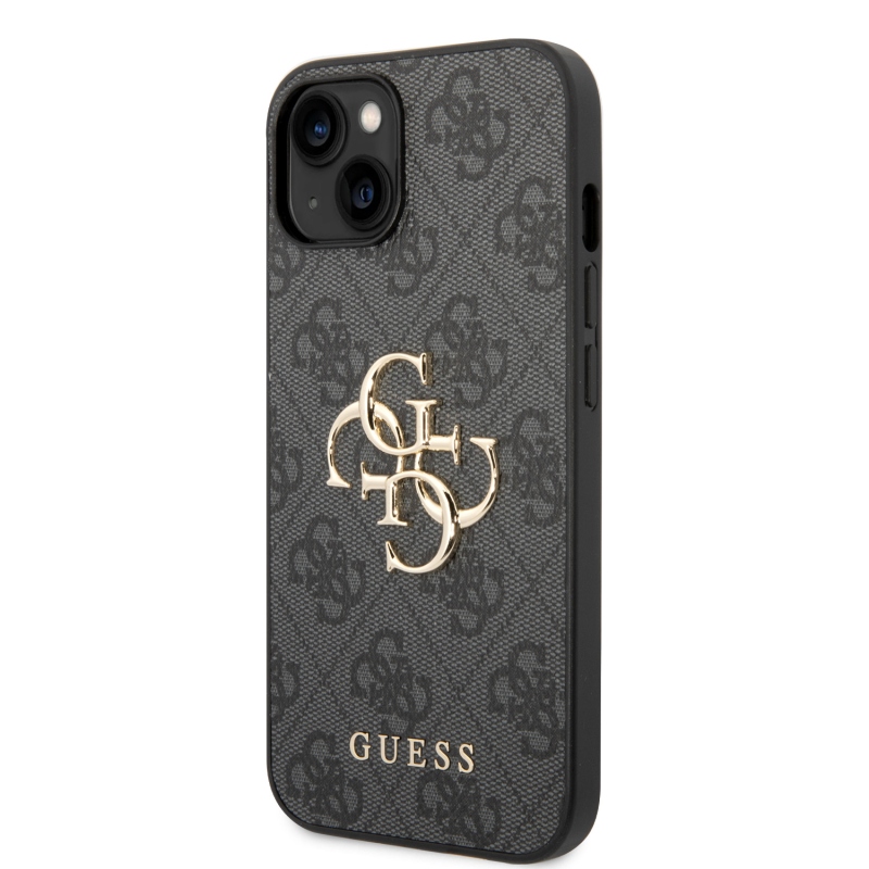 Guess PU 4G fém logós hátlap iPhone 15 Plus-hoz Szürke