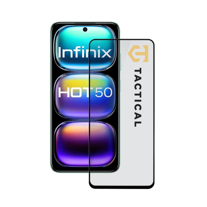 Taktikai üvegpajzs 5D üveg az Infinix Hot 50 4G fekete készülékhez