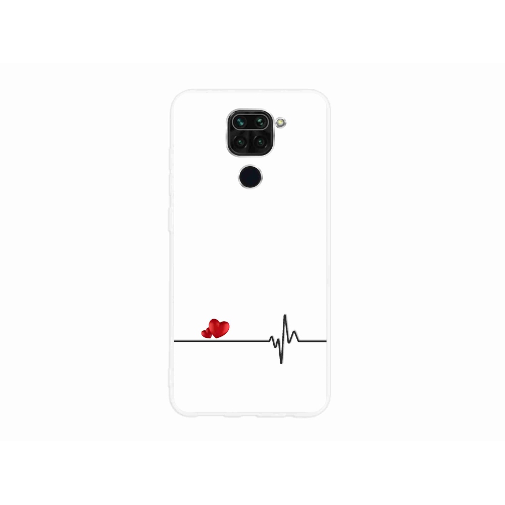 Gél borító mmCase a Xiaomi Redmi Note 9-hez - szív és szívverés fehér háttérrel