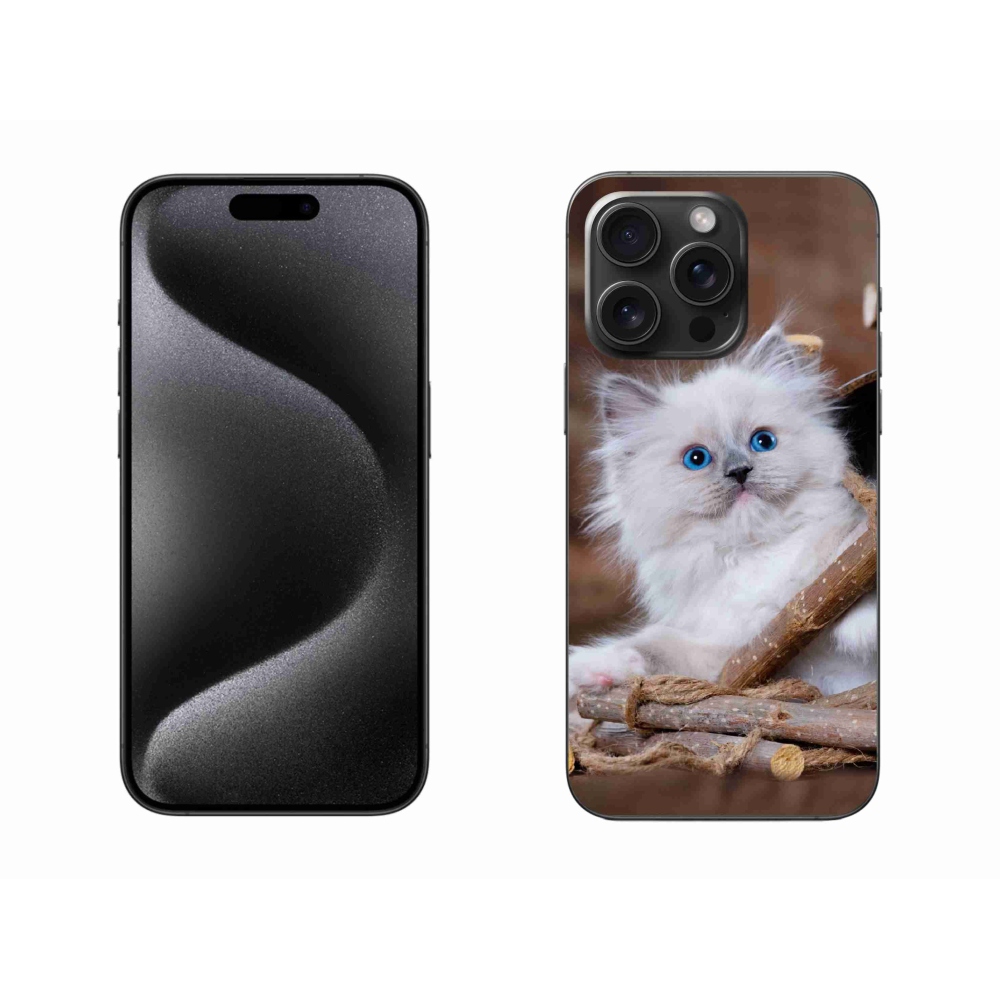 Zselés borítás mmCase iPhone 15 Pro Max készülékhez - fehér cica