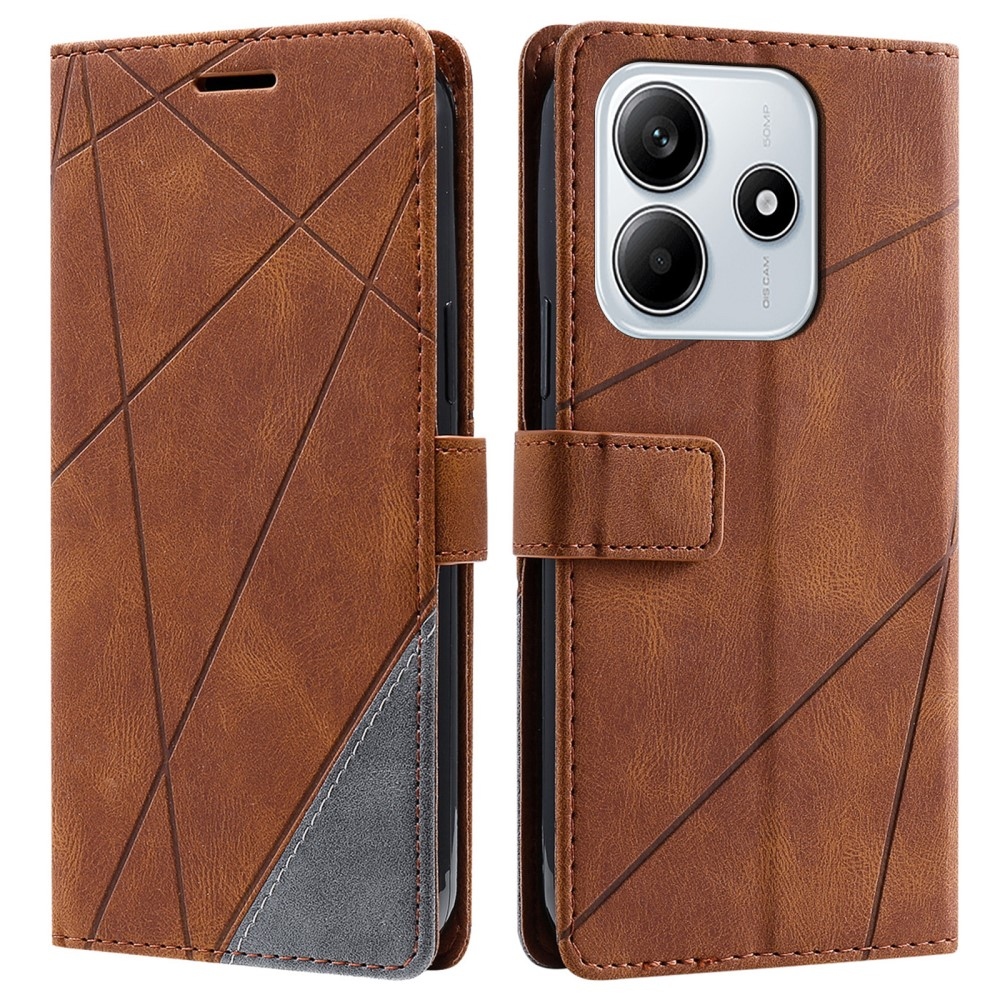 Vonalas könyv tok Xiaomi Redmi Note 14 5G - barna