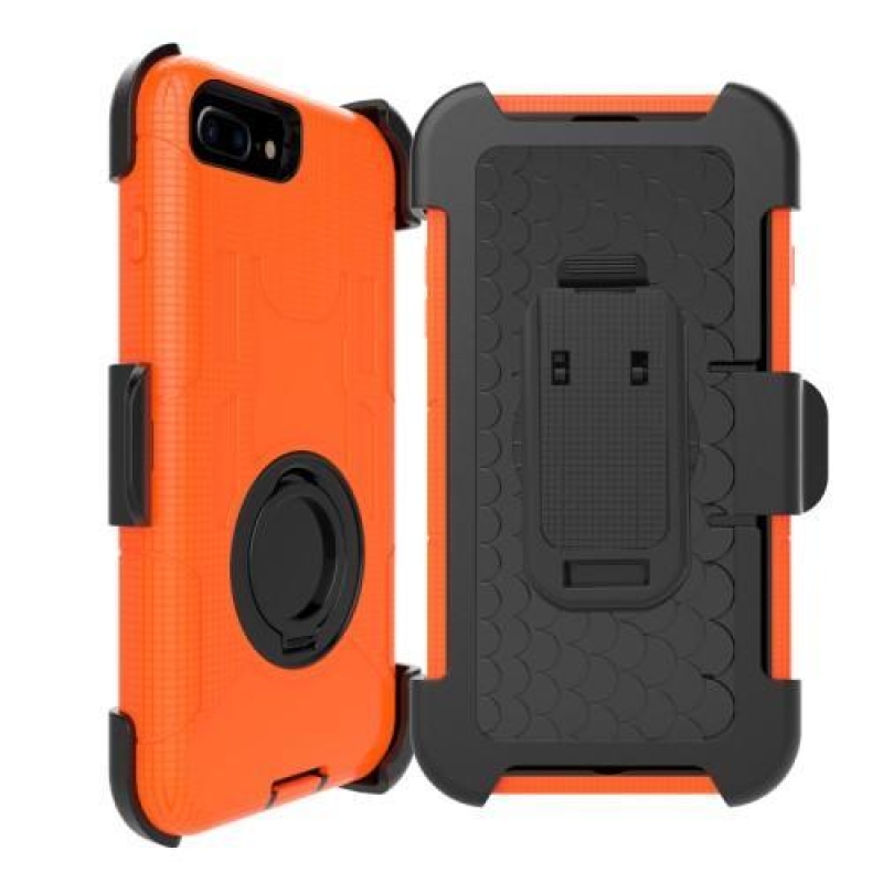 Nagy teherbírású hibrid tok iPhone 7 Plus és 8 Plus készülékhez - narancssárga színű