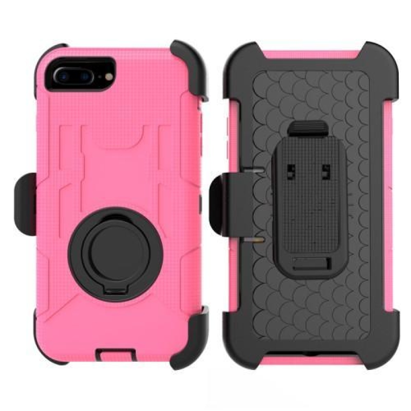 Nagy teherbírású hibrid tok iPhone 7 Plus és 8 Plus készülékhez - rózsaszín
