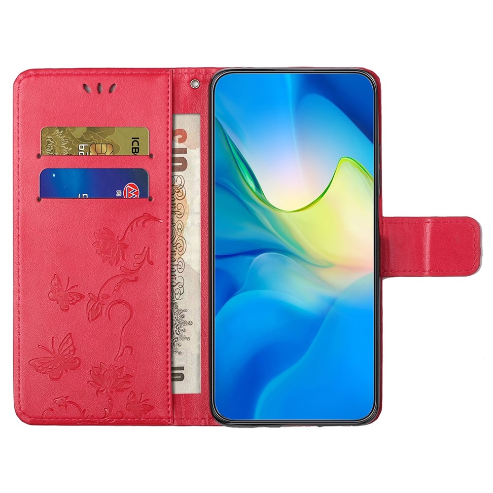 Virágos könyv tok a Xiaomi Redmi Note 14 5G-hez - piros