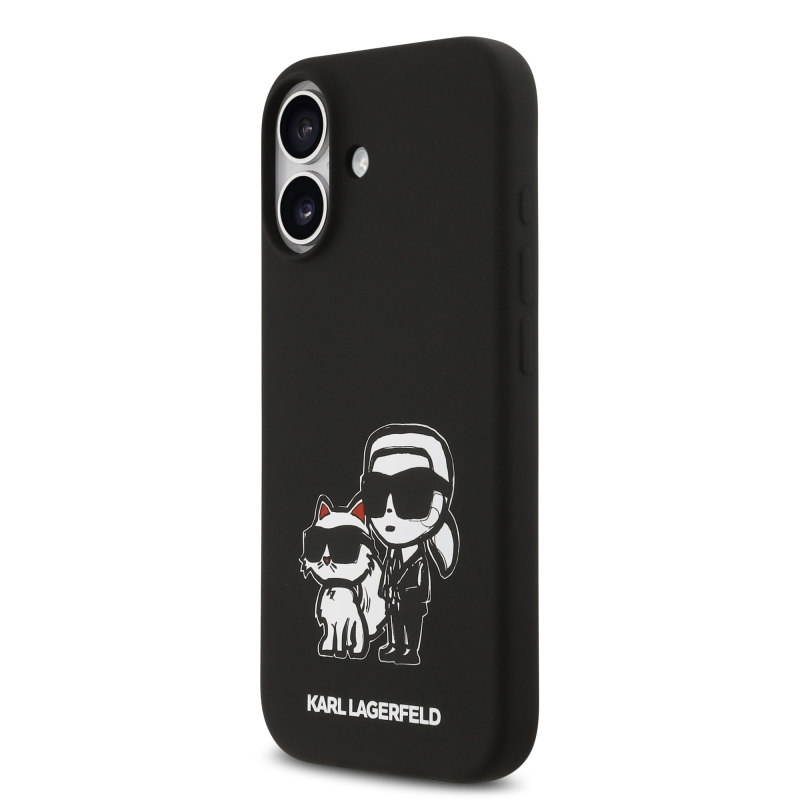 Karl Lagerfeld folyékony szilikon K&CH Sketch MagSafe hátlap iPhone 17-hez Fekete