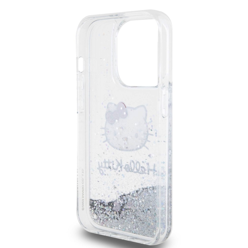 Hello Kitty folyékony csillogó galvanizáló fej logó hátlap iPhone 13 Pro - átlátszó