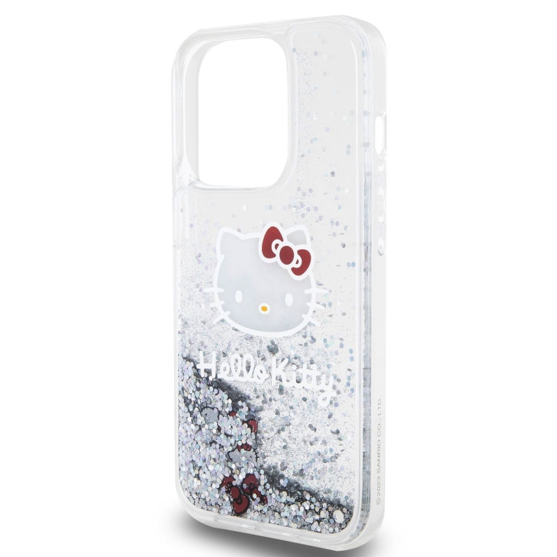 Hello Kitty folyékony csillogó galvanizáló fej logó hátlap iPhone 13 Pro - átlátszó