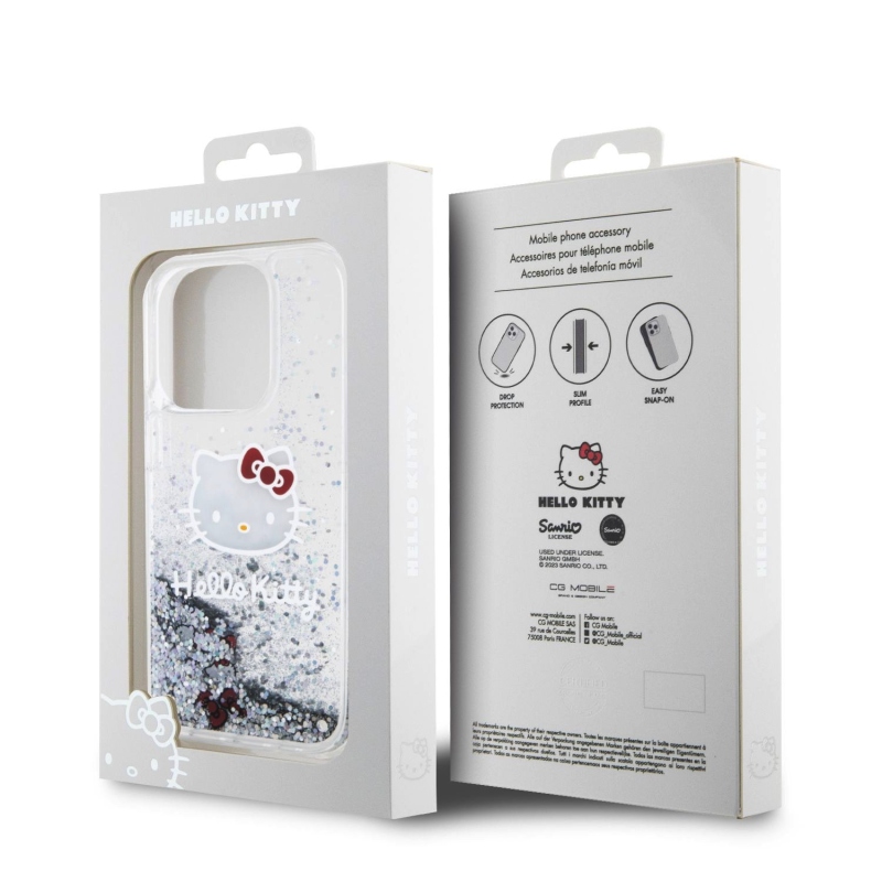 Hello Kitty folyékony csillogó galvanizáló fej logó hátlap iPhone 13 Pro - átlátszó