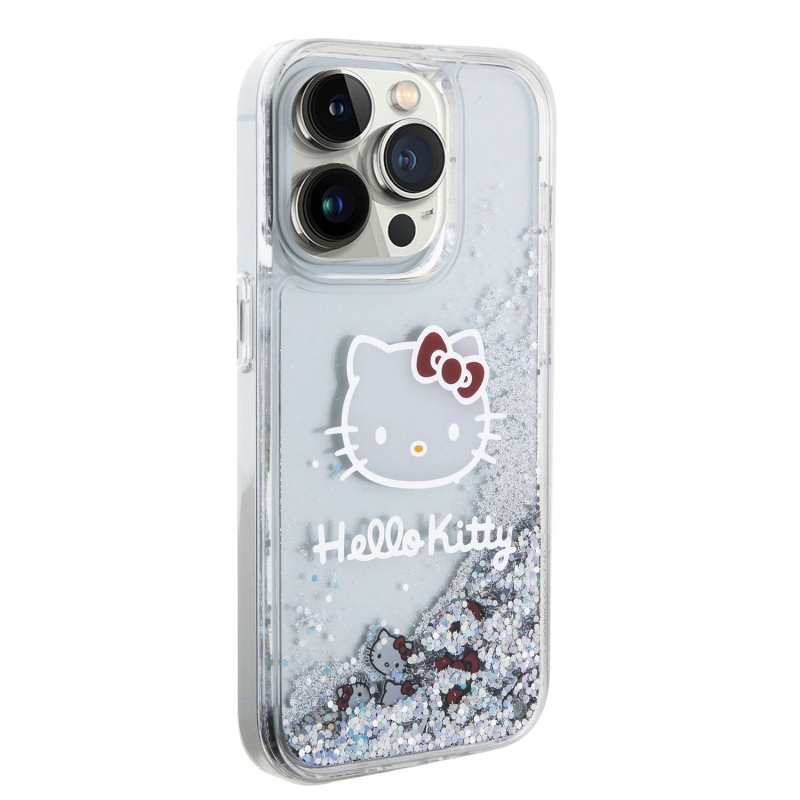 Hello Kitty folyékony csillogó galvanizáló fej logó hátlap iPhone 13 Pro - átlátszó