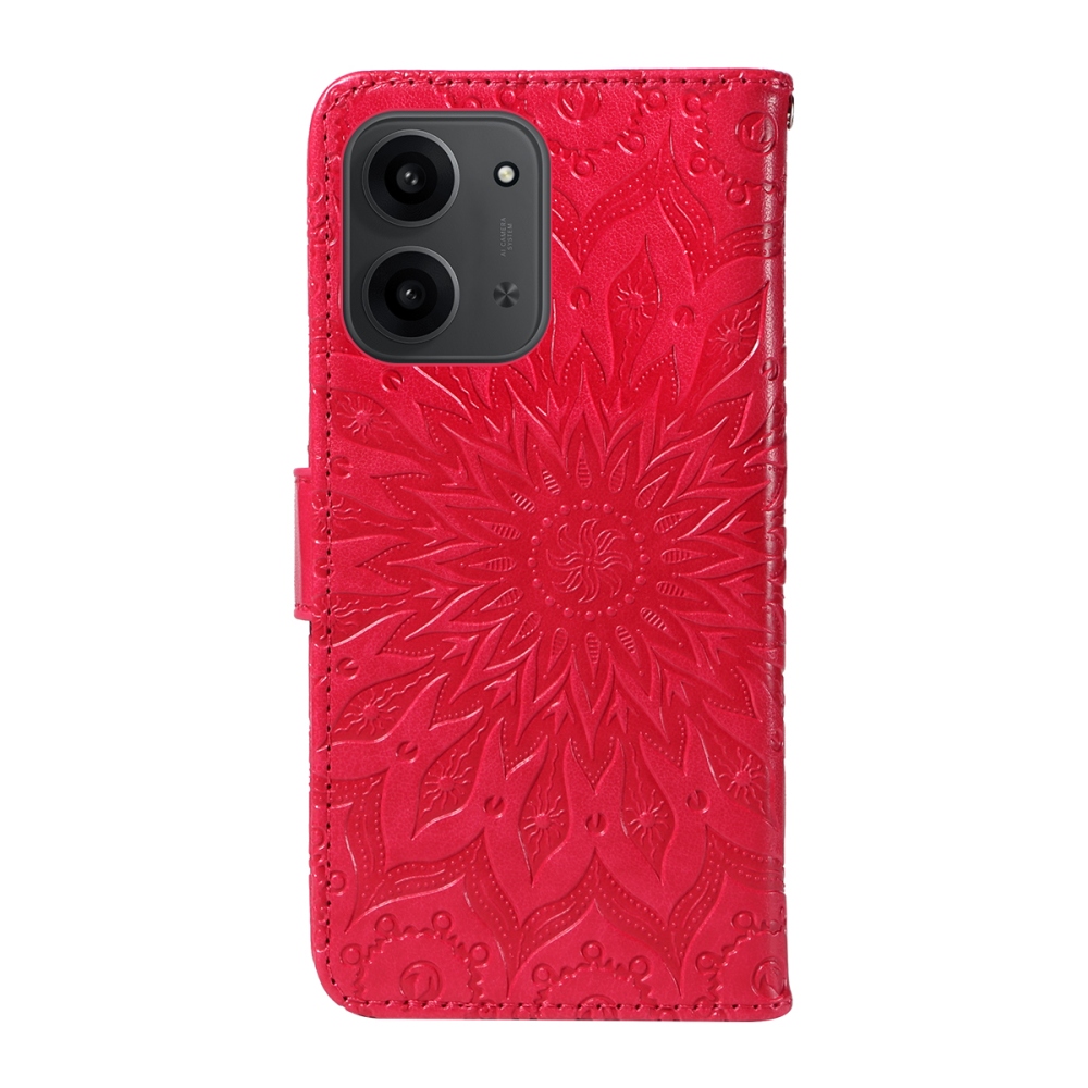 Napraforgó könyv tok a Xiaomi Redmi 15C 4G/5G (173mm) - piros