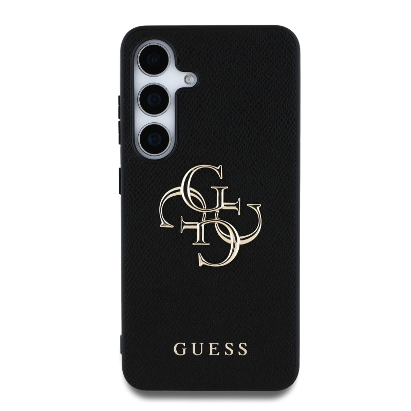 Guess PU szemcsés 4G fém logós hátlap Samsung Galaxy S25+ fekete